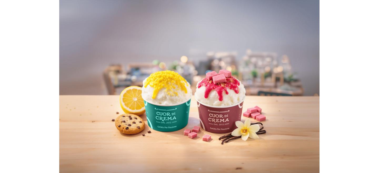 Do limão à framboesa: Cuor di Crema lança gelatos nos sabores Lemon & Cookies e Baunilha & Lampone