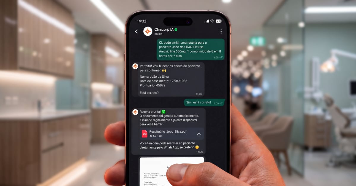 Clinicorp lança primeiro receituário odontológico via WhatsApp do Brasil com IA e assinatura digital