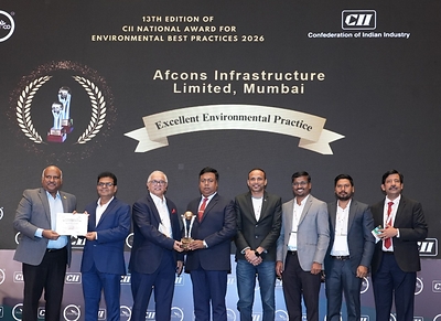 A Confederação da Indústria Indiana (CII) homenageia a Afcons com o Prêmio Nacional de Excelência Ambiental.