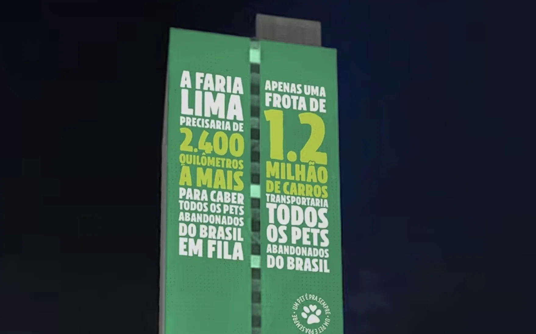 Fachadas de prédios de São Paulo recebem projeções para alertar sobre o abandono de pets